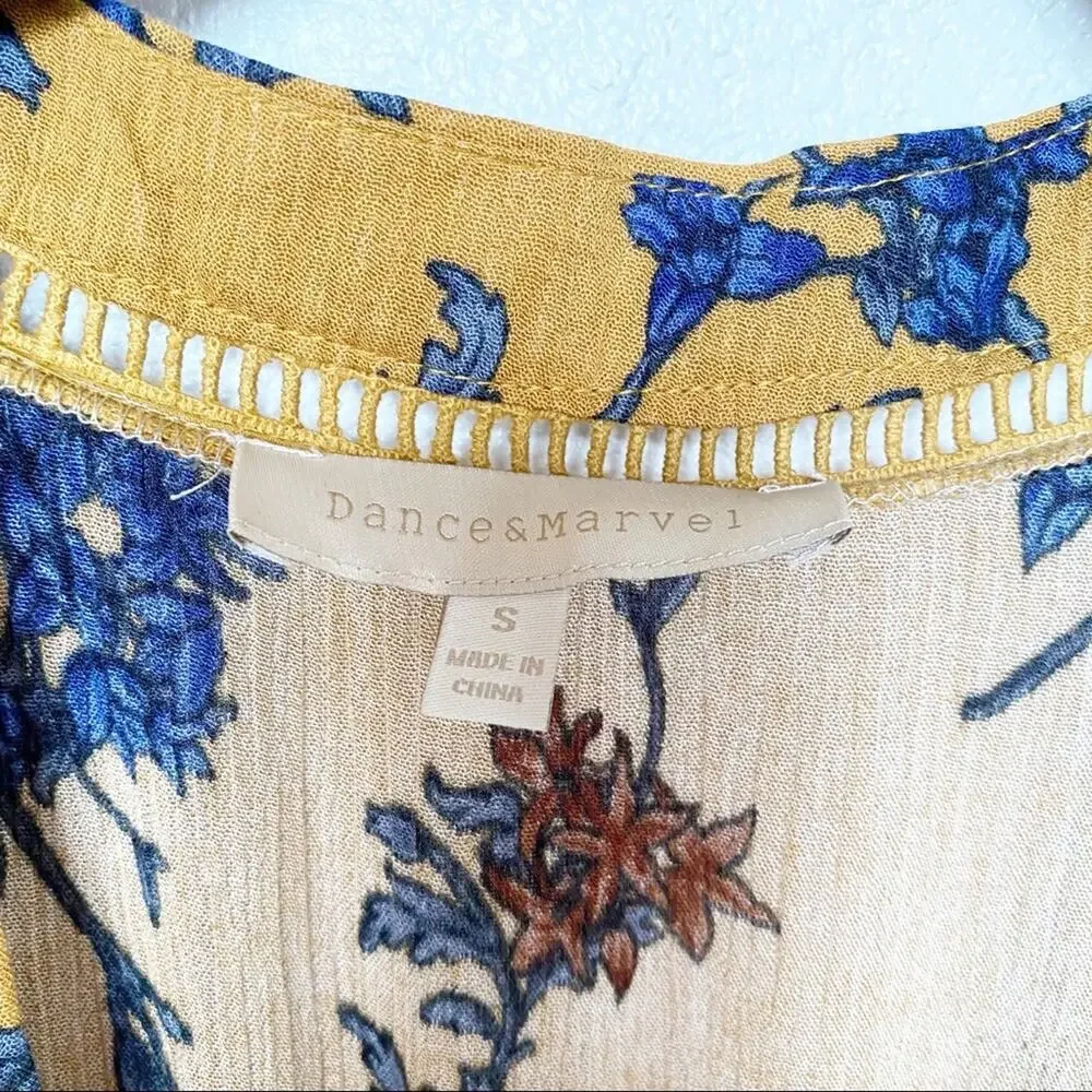 Dance & Marvel Butterfly Floral Boho Wrap Kimono Romper Size Small